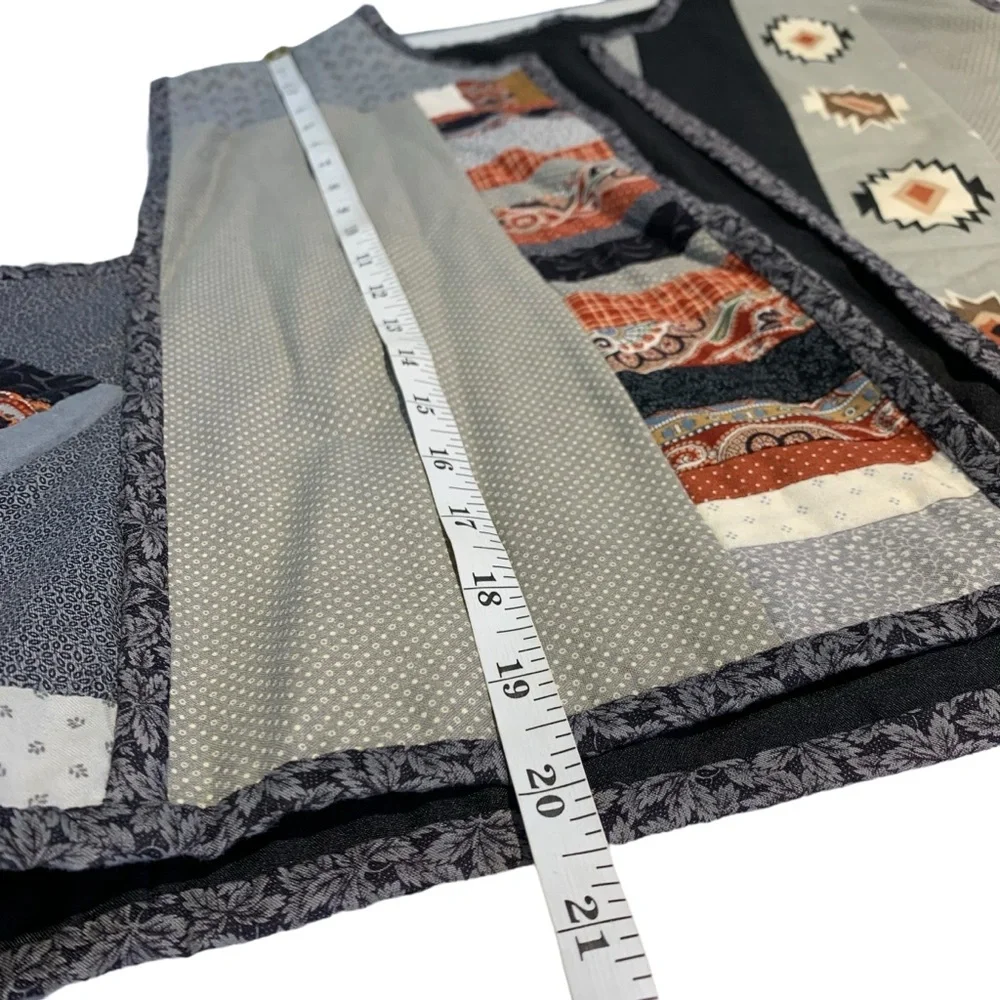 Vintage Handmade Patchwork Quilted Buffalo Prairie Vest Southwest Large